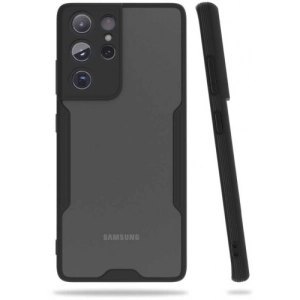 Samsung Galaxy S21 Ultra Kılıf Renkli Silikon Kamera Lens Korumalı Şeffaf Parfe Kapak - Siyah