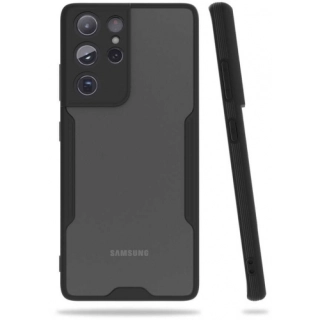 Samsung Galaxy S21 Ultra Kılıf Renkli Silikon Kamera Lens Korumalı Şeffaf Parfe Kapak - Siyah