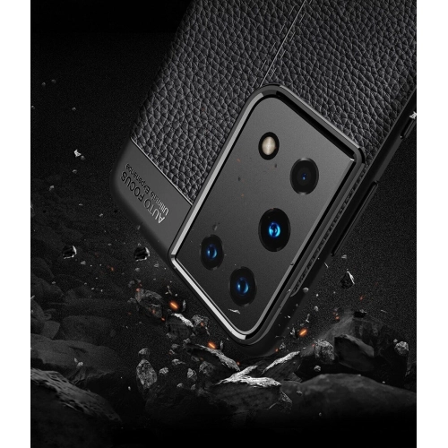 Samsung Galaxy S21 Ultra Kılıf Deri Görünümlü Lüks Parmak İzi Bırakmaz Niss Silikon Kapak - Siyah