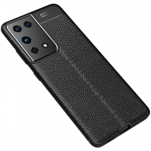 Samsung Galaxy S21 Ultra Kılıf Deri Görünümlü Lüks Parmak İzi Bırakmaz Niss Silikon Kapak - Siyah