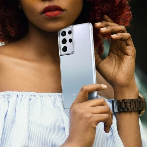 Samsung Galaxy S21 Ultra Kılıf Kamera Korumalı Esnek Silikon Kapak - Şeffaf