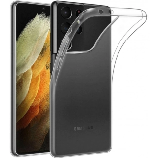 Samsung Galaxy S21 Ultra Kılıf Kamera Korumalı Esnek Silikon Kapak - Şeffaf