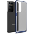 Samsung Galaxy S21 Ultra Kılıf Volks Serisi Kenarları Silikon Arkası Şeffaf Sert Kapak - Lacivert