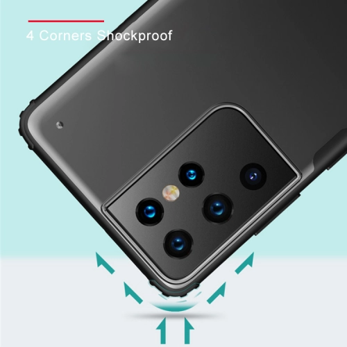 Samsung Galaxy S21 Ultra Kılıf Volks Serisi Kenarları Silikon Arkası Şeffaf Sert Kapak - Siyah