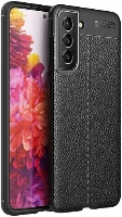 Samsung Galaxy S22 Kılıf Deri Görünümlü Parmak İzi Bırakmaz Niss Silikon - Siyah
