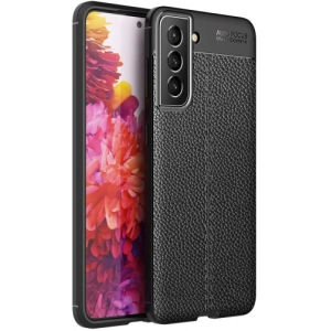 Samsung Galaxy S22 Kılıf Deri Görünümlü Lüks Parmak İzi Bırakmaz Niss Silikon Kapak - Siyah