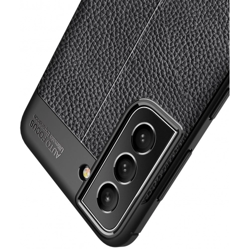 Samsung Galaxy S22 Kılıf Deri Görünümlü Lüks Parmak İzi Bırakmaz Niss Silikon Kapak - Siyah