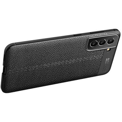 Samsung Galaxy S22 Kılıf Deri Görünümlü Lüks Parmak İzi Bırakmaz Niss Silikon Kapak - Siyah