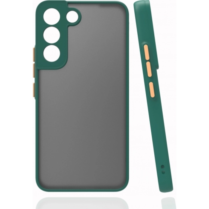 Samsung Galaxy S22 Kılıf Kamera Korumalı Arkası Şeffaf Mat Silikon Kapak - Koyu Yeşil