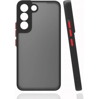 Samsung Galaxy S22 Kılıf Kamera Korumalı Arkası Şeffaf Mat Silikon Kapak - Siyah