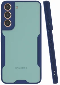 Samsung Galaxy S22 Kılıf Kamera Lens Korumalı Arkası Şeffaf Silikon Kapak - Lacivert