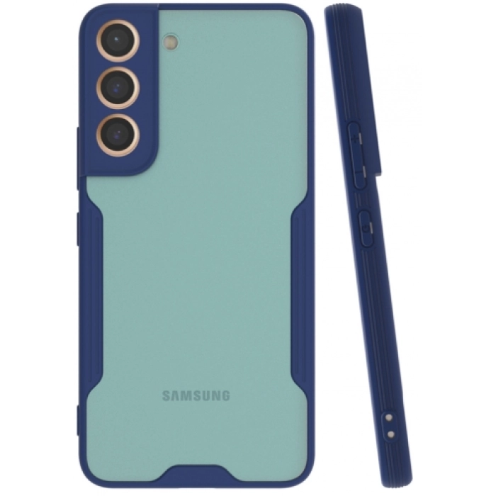 Samsung Galaxy S22 Kılıf Renkli Silikon Kamera Lens Korumalı Şeffaf Parfe Kapak - Lacivert