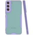 Samsung Galaxy S22 Kılıf Renkli Silikon Kamera Lens Korumalı Şeffaf Parfe Kapak - Lila