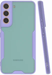 Samsung Galaxy S22 Kılıf Kamera Lens Korumalı Arkası Şeffaf Silikon Kapak - Lila