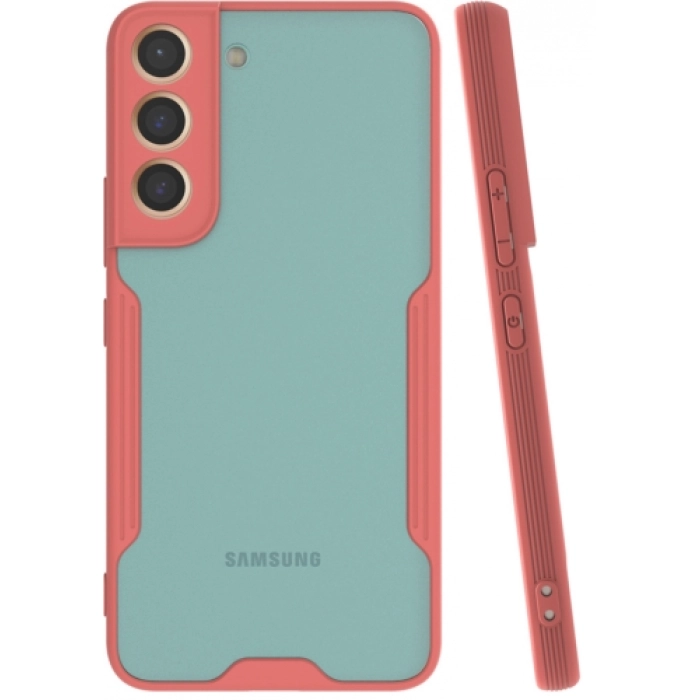 Samsung Galaxy S22 Kılıf Renkli Silikon Kamera Lens Korumalı Şeffaf Parfe Kapak - Pembe