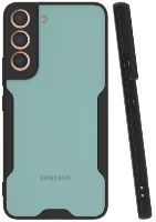 Samsung Galaxy S22 Kılıf Kamera Lens Korumalı Arkası Şeffaf Silikon Kapak - Siyah