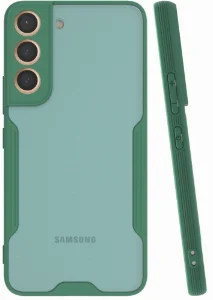 Samsung Galaxy S22 Kılıf Kamera Lens Korumalı Arkası Şeffaf Silikon Kapak - Yeşil
