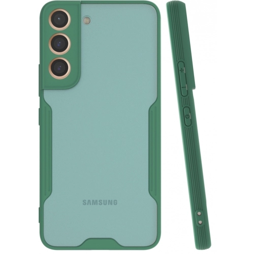 Samsung Galaxy S22 Kılıf Renkli Silikon Kamera Lens Korumalı Şeffaf Parfe Kapak - Yeşil