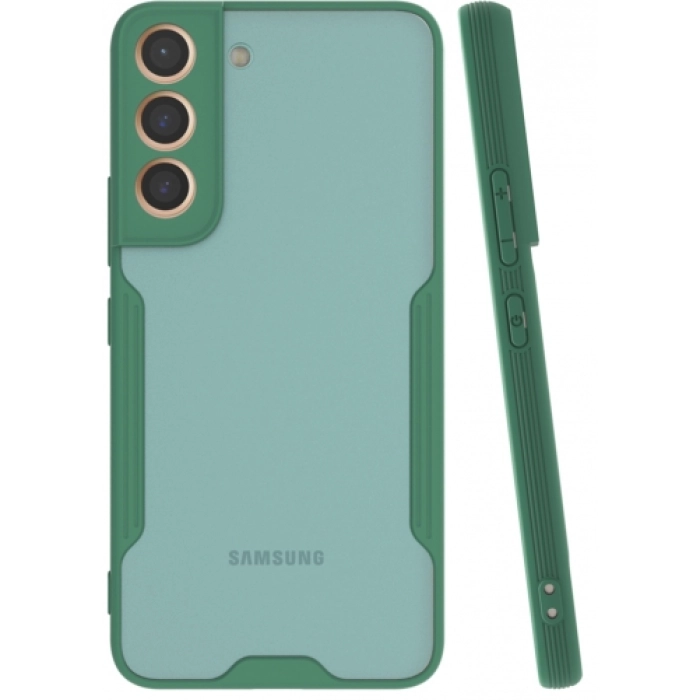 Samsung Galaxy S22 Kılıf Renkli Silikon Kamera Lens Korumalı Şeffaf Parfe Kapak - Yeşil