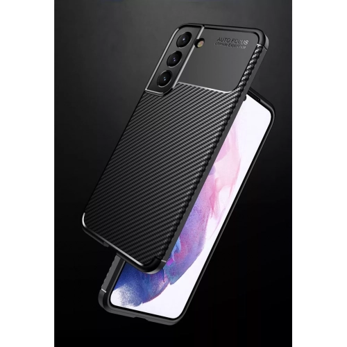 Samsung Galaxy S22 Kılıf Silikon Parmak İzi Bırakmayan Karbon Soft Negro Kapak - Siyah