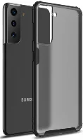 Samsung Galaxy S22 Kılıf Volks Serisi Kenarları Silikon Arkası Şeffaf Sert Kapak - Siyah