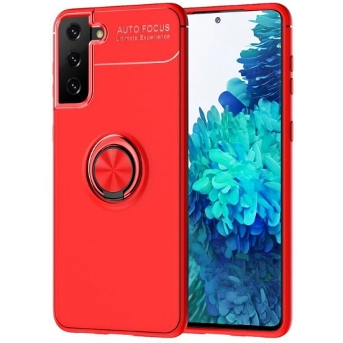 Samsung Galaxy S22 Plus Kılıf Renkli Silikon Yüzüklü Standlı Auto Focus Ravel Kapak - Kırmızı