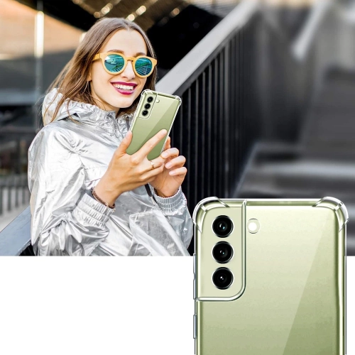 Samsung Galaxy S22 Ultra Kılıf Silikon Köşe Korumalı Airbag Darbe Emici Kapak - Şeffaf
