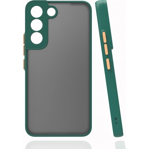 Samsung Galaxy S22 Plus Kılıf Kamera Korumalı Arkası Şeffaf Mat Silikon Kapak - Koyu Yeşil