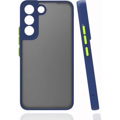 Samsung Galaxy S22 Plus Kılıf Kamera Korumalı Arkası Şeffaf Mat Silikon Kapak - Lacivert