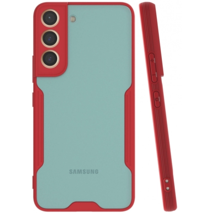 Samsung Galaxy S22 Plus Kılıf Renkli Silikon Kamera Lens Korumalı Şeffaf Parfe Kapak - Kırmızı