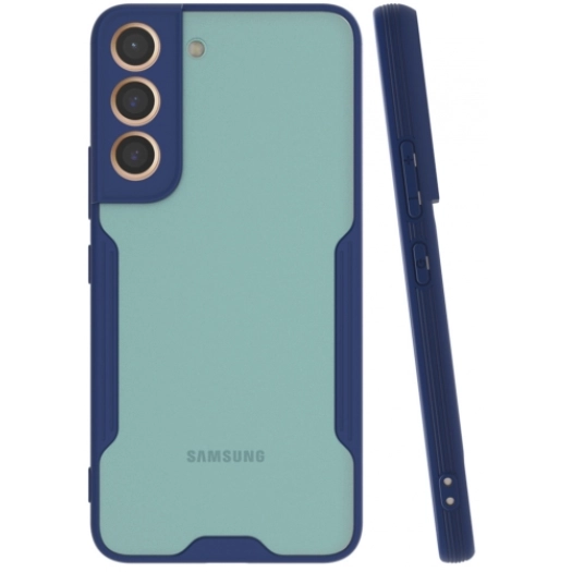 Samsung Galaxy S22 Plus Kılıf Renkli Silikon Kamera Lens Korumalı Şeffaf Parfe Kapak - Lacivert