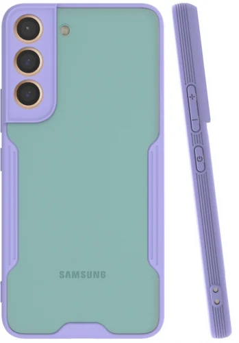 Samsung Galaxy S22 Plus Kılıf Kamera Lens Korumalı Arkası Şeffaf Silikon Kapak - Lila