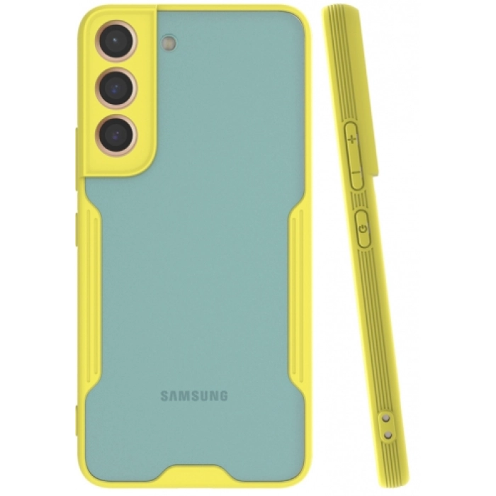 Samsung Galaxy S22 Plus Kılıf Renkli Silikon Kamera Lens Korumalı Şeffaf Parfe Kapak - Sarı