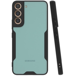 Samsung Galaxy S22 Plus Kılıf Renkli Silikon Kamera Lens Korumalı Şeffaf Parfe Kapak - Siyah