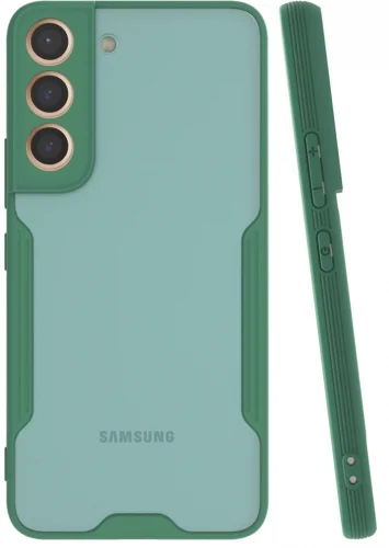 Samsung Galaxy S22 Plus Kılıf Kamera Lens Korumalı Arkası Şeffaf Silikon Kapak - Yeşil
