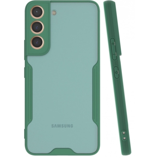 Samsung Galaxy S22 Plus Kılıf Renkli Silikon Kamera Lens Korumalı Şeffaf Parfe Kapak - Yeşil