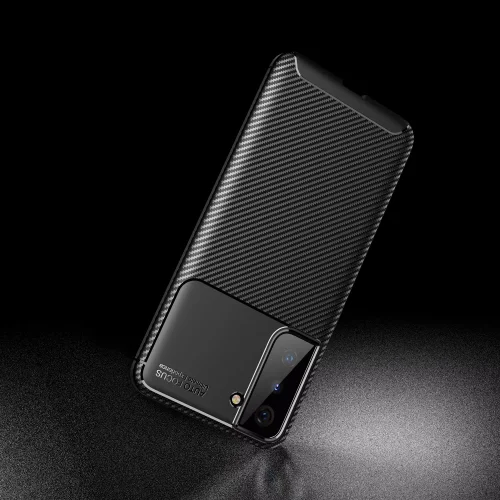 Samsung Galaxy S22 Plus Kılıf Karbon Serisi Mat Fiber Silikon Negro Kapak - Lacivert