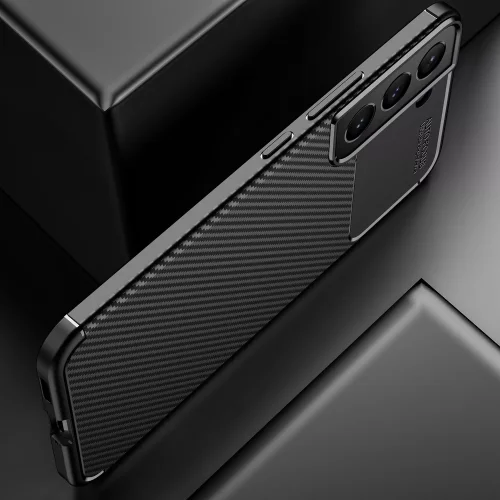 Samsung Galaxy S22 Plus Kılıf Karbon Serisi Mat Fiber Silikon Negro Kapak - Lacivert