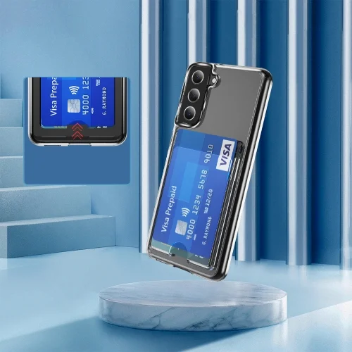 Samsung Galaxy S22 Plus Kılıf Şeffaf Clear Kartlık Bölmeli Silikon Kapak