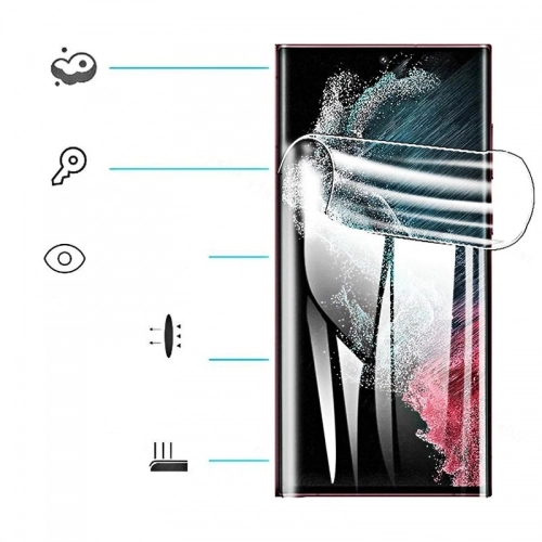 Samsung Galaxy S22 Ultra Esnek Süper Pet Jelatin Ekran Koruyucu - Siyah