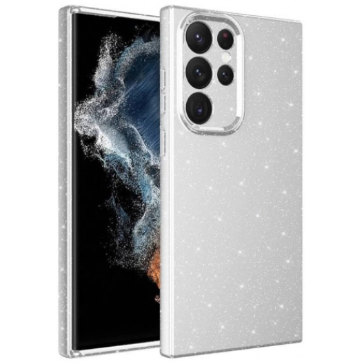 Samsung Galaxy S22 Ultra Kılıf Kamera Korumalı Simli Lüks Zore Koton Kapak - Gri