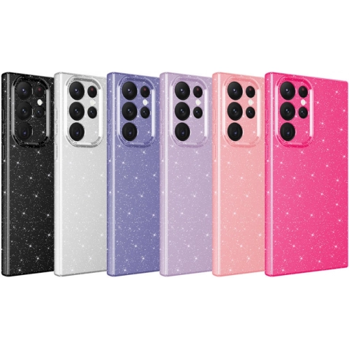 Samsung Galaxy S22 Ultra Kılıf Kamera Korumalı Simli Lüks Zore Koton Kapak - Mor