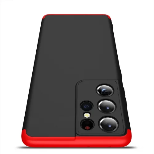 Samsung Galaxy S22 Ultra Kılıf 3 Parçalı 360 Tam Korumalı Rubber AYS Kapak - Kırmızı