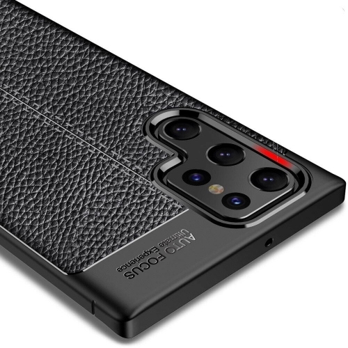 Samsung Galaxy S22 Ultra Kılıf Deri Görünümlü Lüks Parmak İzi Bırakmaz Niss Silikon Kapak - Siyah