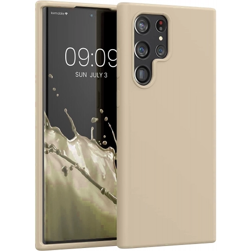 Samsung Galaxy S22 Ultra Kılıf İnce Soft Mat Renkli Esnek Silikon Kapak - Gold