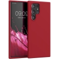 Samsung Galaxy S22 Ultra Kılıf İnce Soft Mat Renkli Esnek Silikon Kapak - Kırmızı