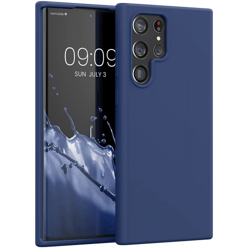Samsung Galaxy S22 Ultra Kılıf İnce Soft Mat Renkli Esnek Silikon Kapak - Lacivert