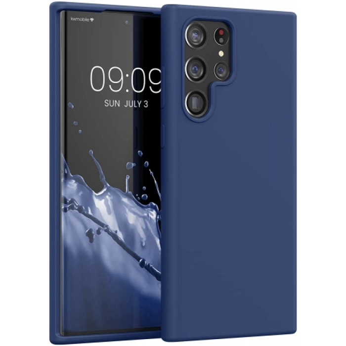 Samsung Galaxy S22 Ultra Kılıf İnce Soft Mat Renkli Esnek Silikon Kapak - Lacivert