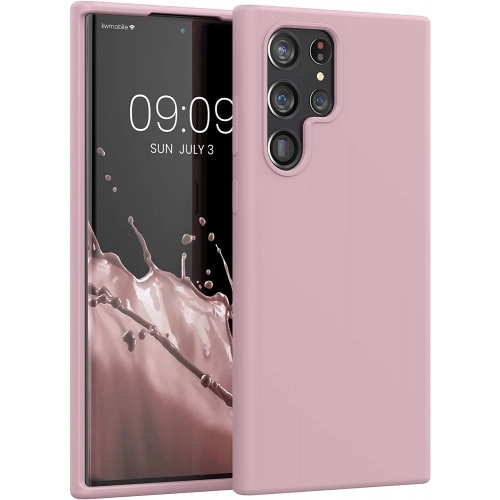 Samsung Galaxy S22 Ultra Kılıf İnce Soft Mat Renkli Esnek Silikon Kapak - Rose Gold