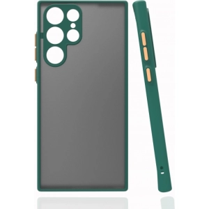 Samsung Galaxy S22 Ultra Kılıf Kamera Korumalı Arkası Şeffaf Mat Silikon Kapak - Koyu Yeşil